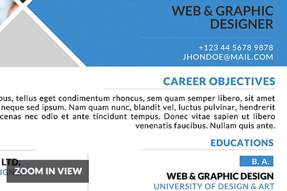 Minimal One Page Resume Template, a Resume Template by WonderShop (Photo 3 of 3)