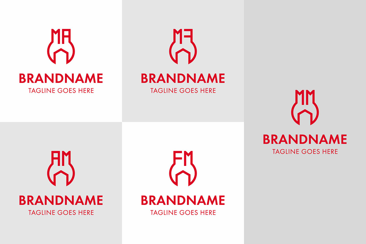 Letters MA AM MF FM MM Wrench Logo, a Branding & Logo Template by Pray Art Design Studio (Photo 1 of 2)