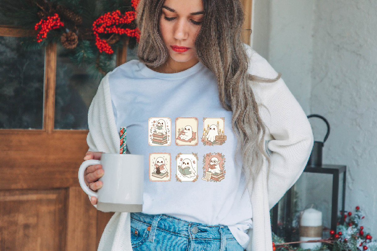 Cute Ghost Book Lover PNG, an Illustration by DreamPrint404 (Photo 4 of 7)