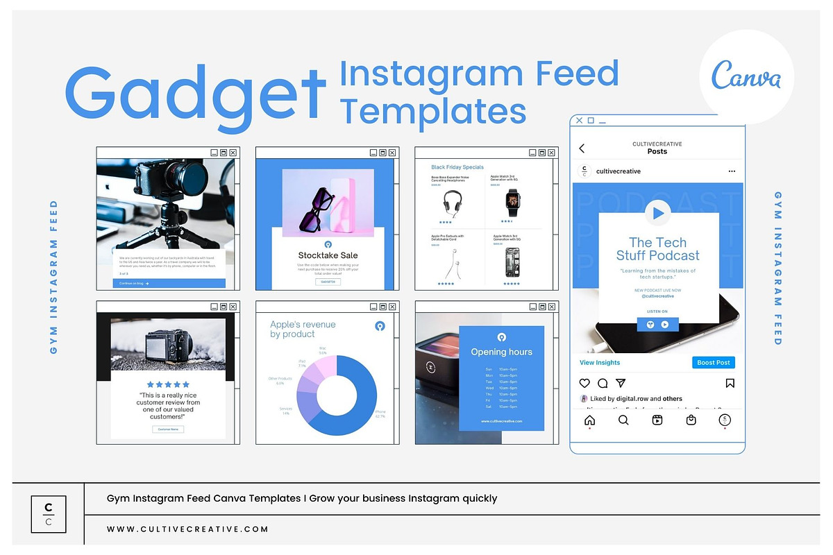 Technology Instagram Feed Canva, a Social Media Template by Cultive Creative (Photo 1 of 13)
