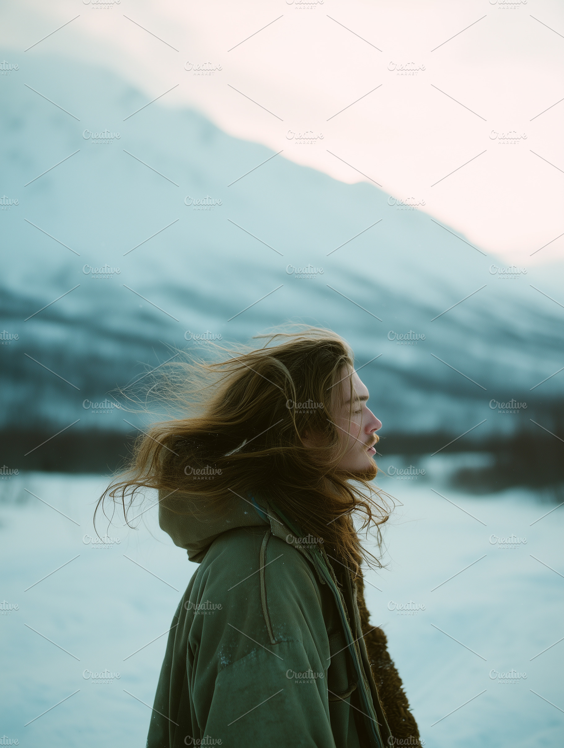 Man Alone in Snowy Wilderness, a Person Photo by k.tay