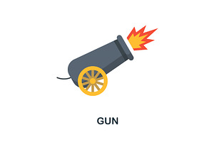 Gun flat icon. Color simple element, an Object Illustration by Aimagenarium@gmail.com