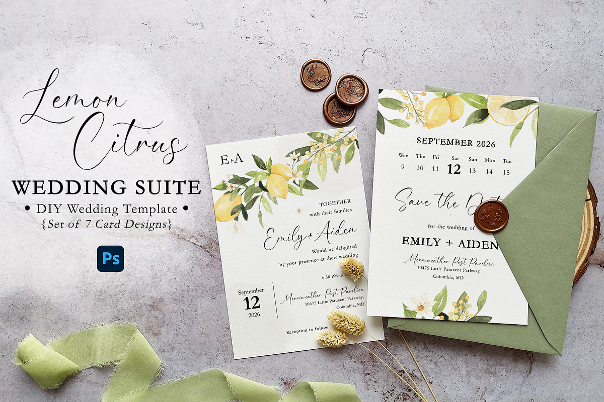 Lemon Citrus Wedding Suite, an Invitation Template by BlueRobinDesignShop (Photo 1 of 5)