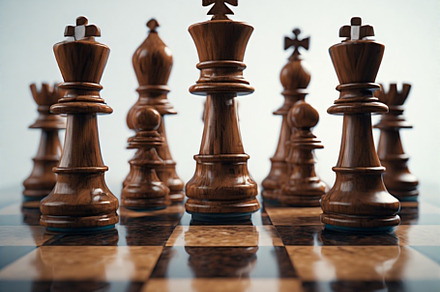 chess battle on chessboard, a Photo by ComfortQ