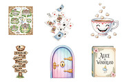Vintage Alice in Wonderland Clipart, an Illustration by Watercolor design (Thumbnail 4 of 4)
