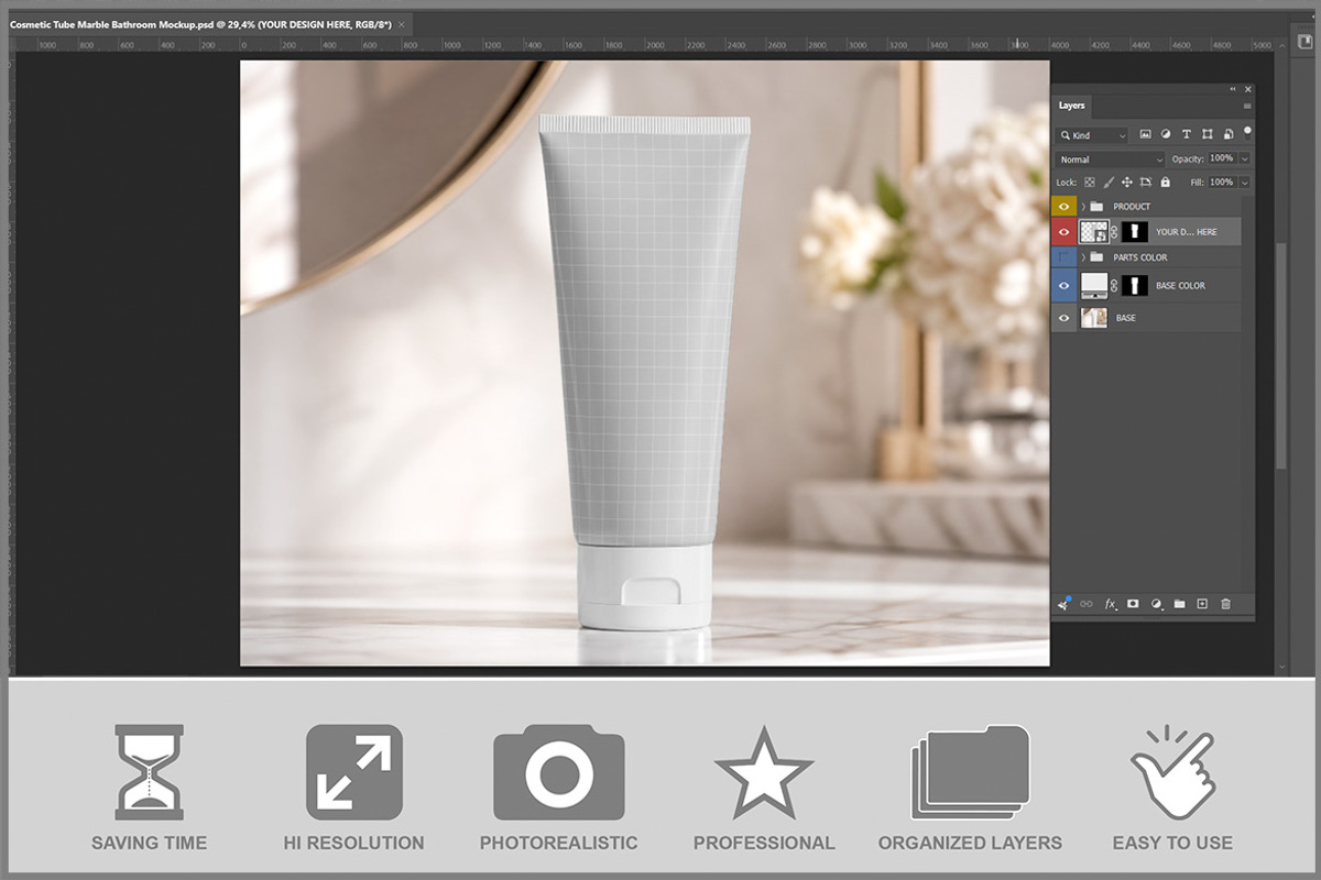Cosmetic Tube Marble Bathroom Mo PSD, an Advertising Mockup by Bruno's Shop (Photo 2 of 3)