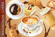 Watercolor coffee and bakery, a Background Graphic by Natasha Koltsova (Thumbnail 1 of 2)