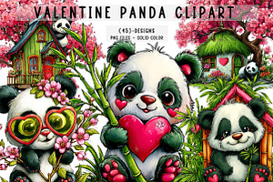 Valentine Panda Clipart, an Illustration by CreationArt