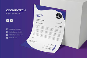 Cognifytech - Letterhead, a Print Template by Esensifiksi.studio