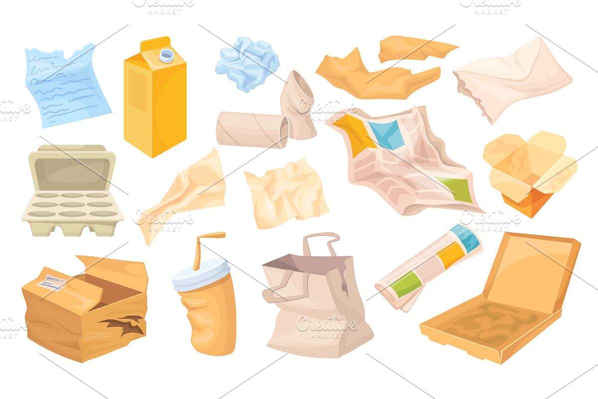 Paper waste. Recycle trash, sorted, an Illustration by Stock-Smart-Start