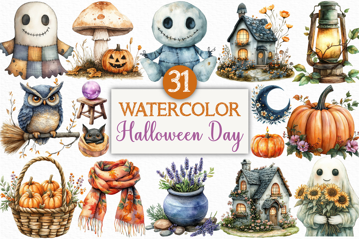 Serene Halloween Day Clipart, an Illustration by Craft Nest (Photo 1 of 6)