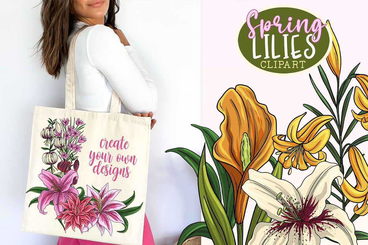 Lily Clipart PNGs, Spring Lilies, a Decorative Illustration by SLS Lines (Photo 6 of 6)