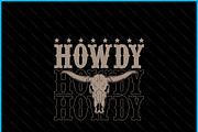 Retro Howdy Cow Bull Skull Cowboy, a Graphic by Creativeusart (Thumbnail 3 of 4)