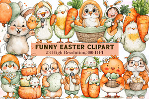 Watercolor Funny Easter Clipart, an Illustration by Sublimation Artist