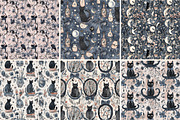 Gothic Black Cat Skeleton Seamless, a Pattern Graphic by Digital Artistic99 (Thumbnail 2 of 8)