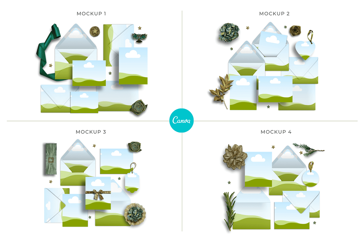 Christmas Stationery Canva Mockups, an Advertising Mockup by Mockup Scene (Photo 4 of 11)