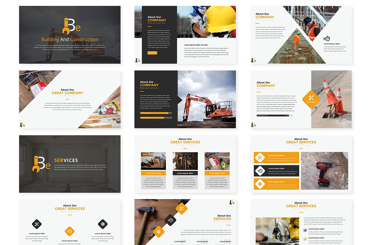 Building & Construction Powerpoint, a Presentation Template by AQR Studio