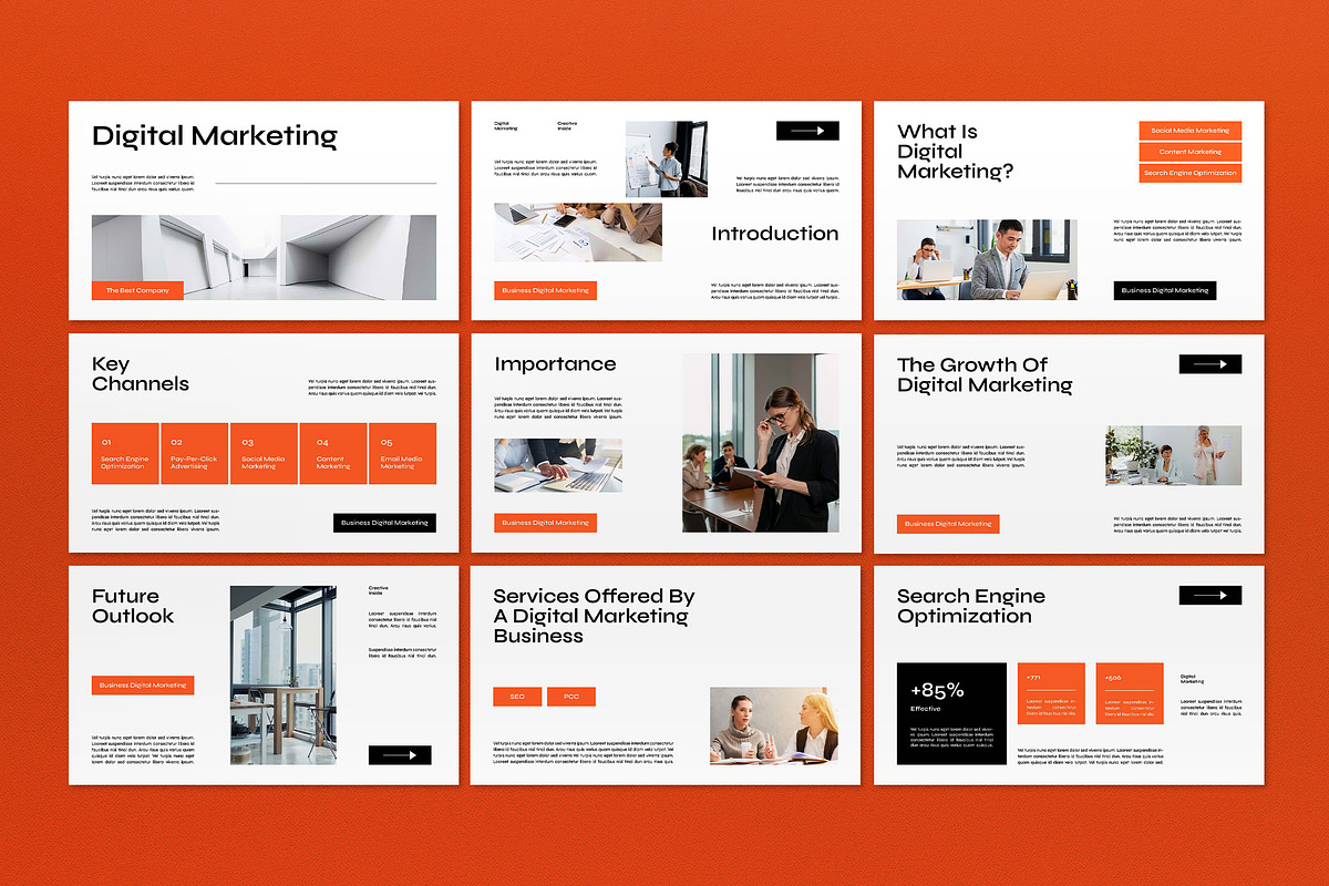 White Orange Digital Marketing PPT, a Presentation Template by graphicook (Photo 2 of 4)