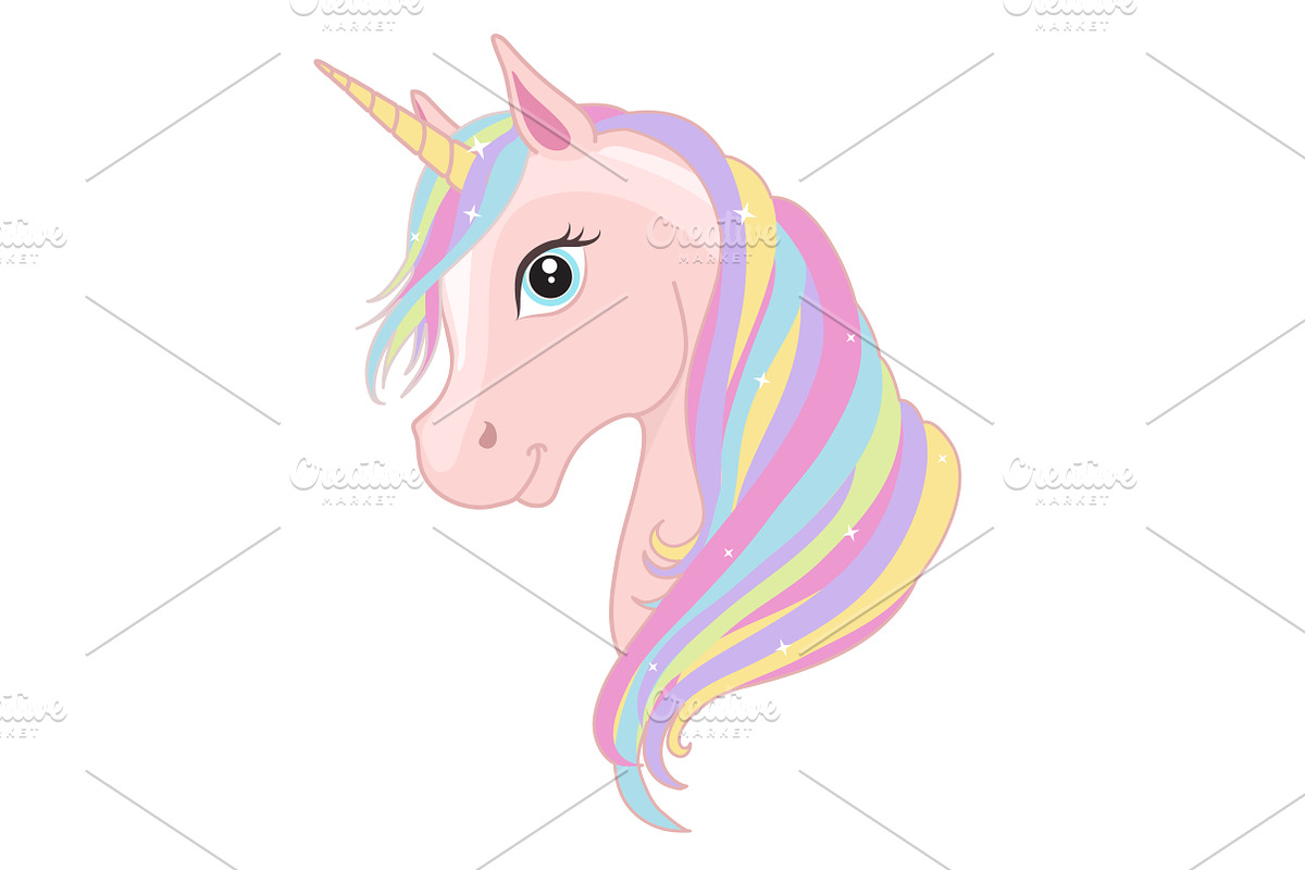 Unicorn head. Magic sweet horse., a Graphic by Cheremuha