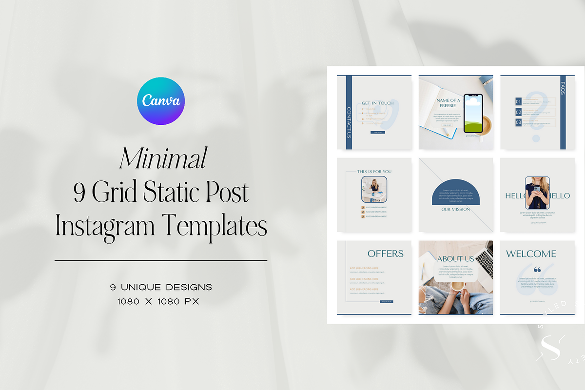 Minimal 9 Grid Instagram Templates, a Social Media Template by Styled Stock Society (Photo 1 of 3)