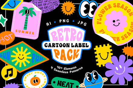Retro Cartoon Label Pack