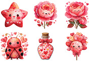 Watercolor Kawaii Valentine Clipart, an Illustration by CraftArtStudio (Thumbnail 4 of 6)
