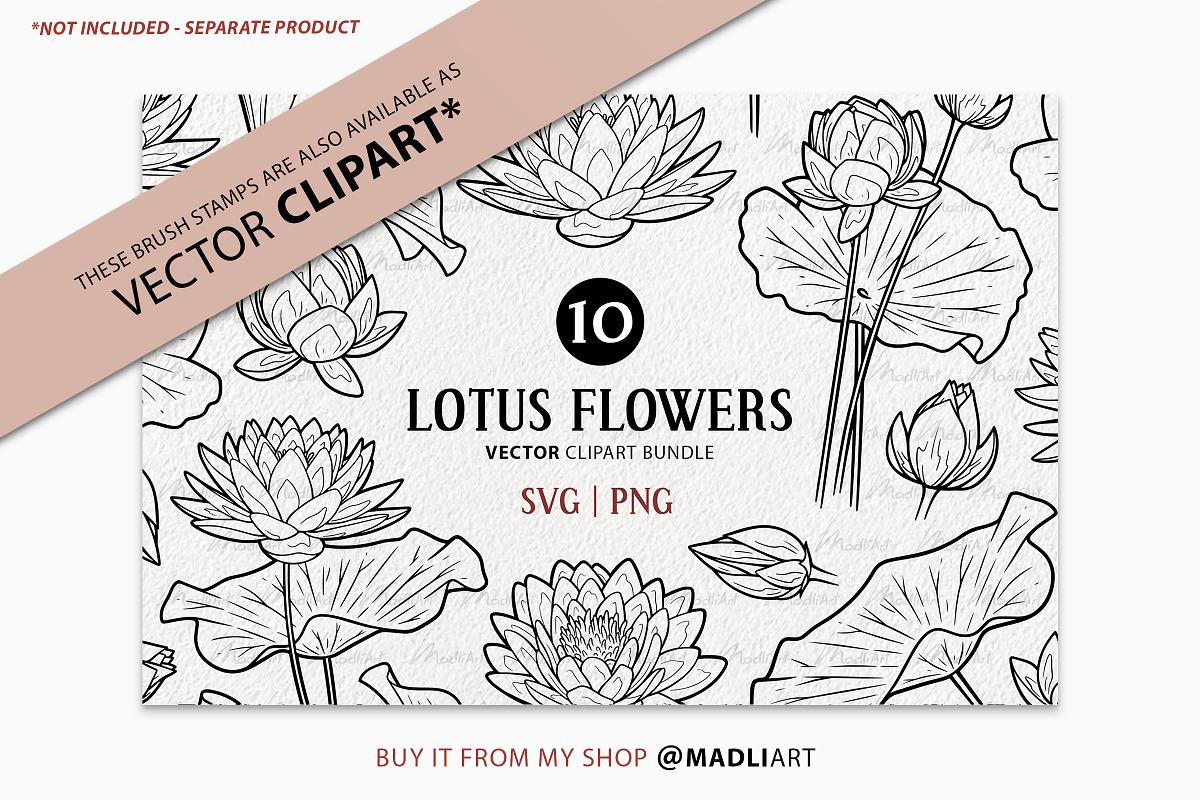 Lotus Flower Procreate Brush Stamps, a Brush Add-On by MadliArt (Photo 5 of 5)