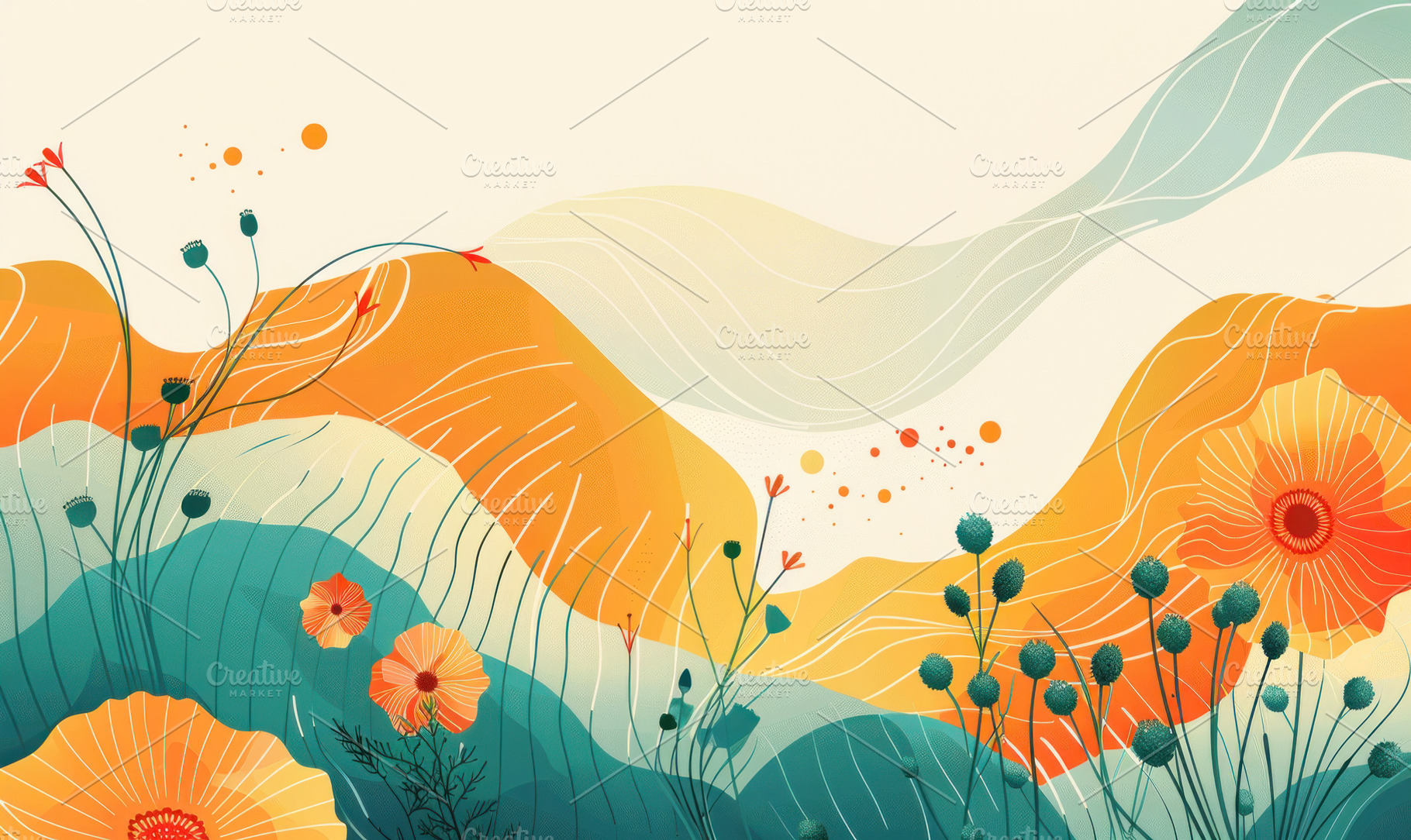 Stylized image of red flowers with f, a Photo by LOGOCREATIVE