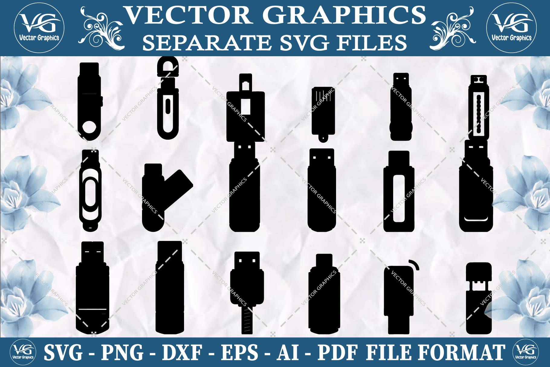 USB flash svg design bundle file