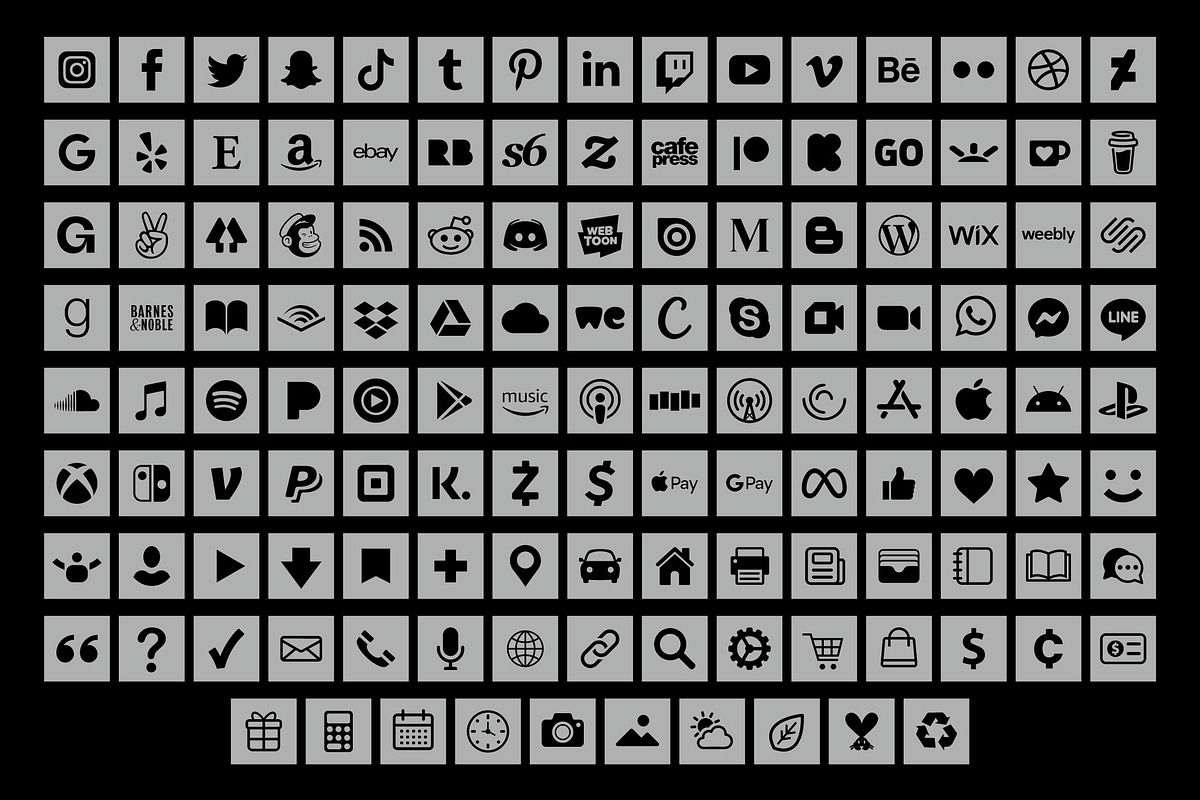 Gray Square Social Media Icons Set, an Icon by Running With Foxes