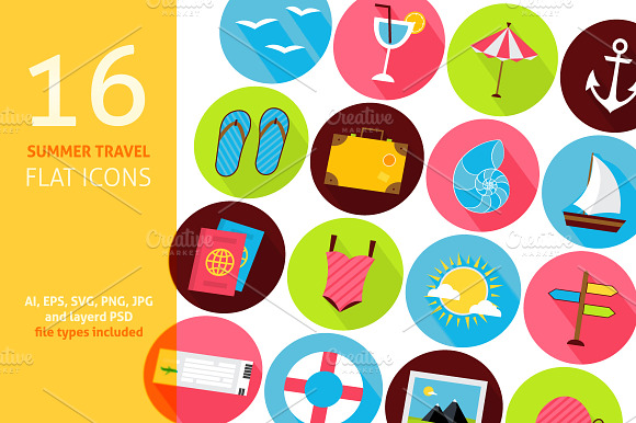 Summer Travel Vector Flat Icons