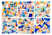 Sailing boats / Coastal patterns Set, a Pattern Graphic by LoveDesignShop (Thumbnail 2 of 8)