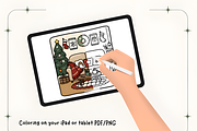 Xmas Corner Coloring Pages, a Seasonal Illustration by Coco Bloom (Thumbnail 5 of 5)