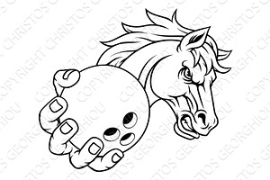 Horse Mustang Stallion Bowling, a Sport Illustration by Christos Georghiou