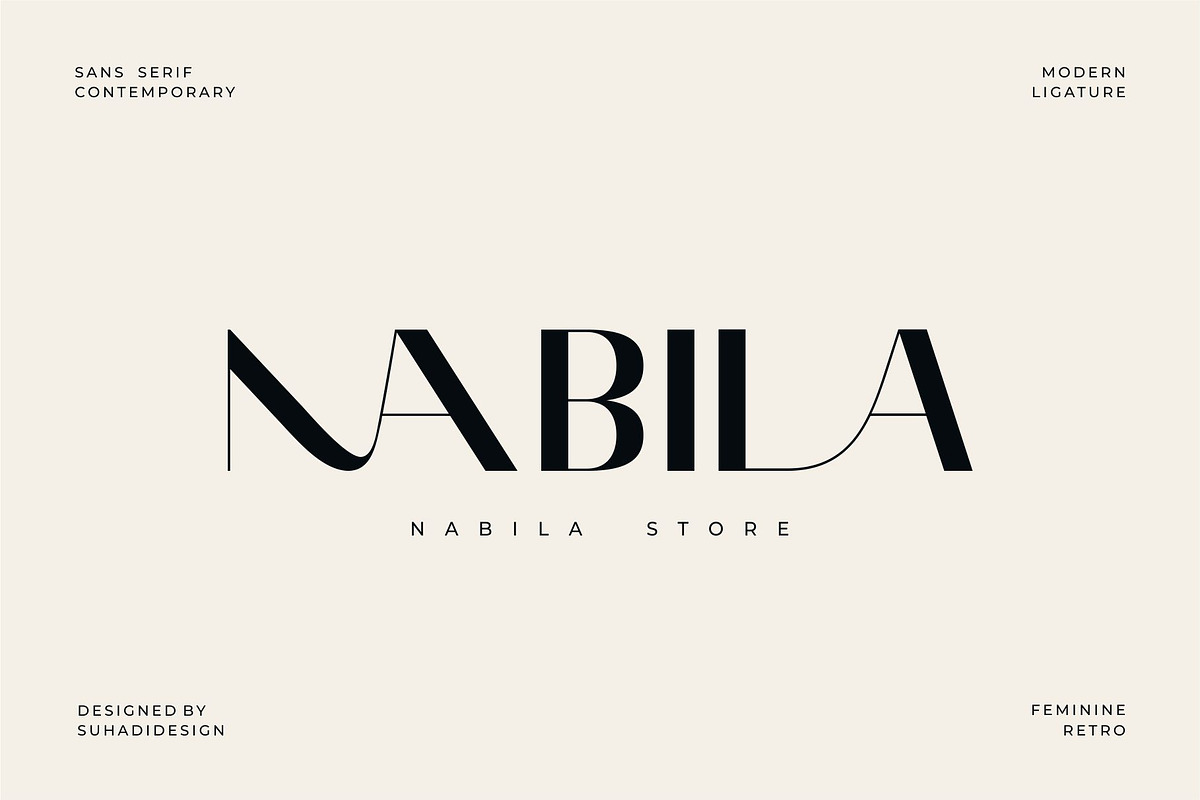 Camela Nabila - Modern Ligature Font, a Sans Serif Font by suhadidesign (Photo 7 of 15)