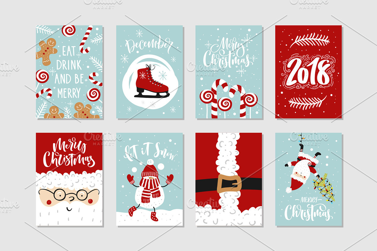 Christmas cards set with lettering, a Decorative Illustration by dv_illustration (Photo 2 of 4)