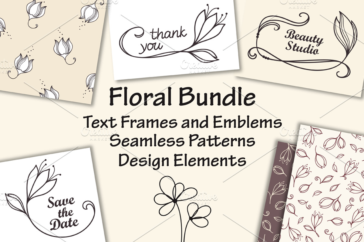 Hand drawn Vector Floral set, a Background Graphic by InkySplash (Photo 1 of 5)