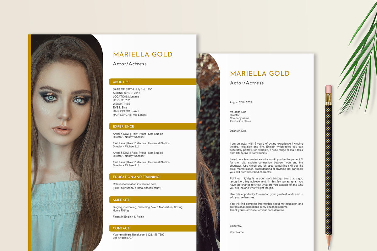 Resume Bundle 4 in 1 Actor, Actress, a Resume Template by Stanin Studio (Photo 2 of 10)