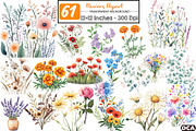 Watercolor Flowers Clipart Bundle, an Illustration by DreamCafeArt (Thumbnail 1 of 3)