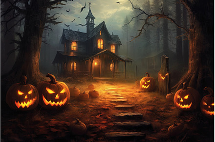 Halloween haunted house, spooky path, a Holiday Photo by Lermont51