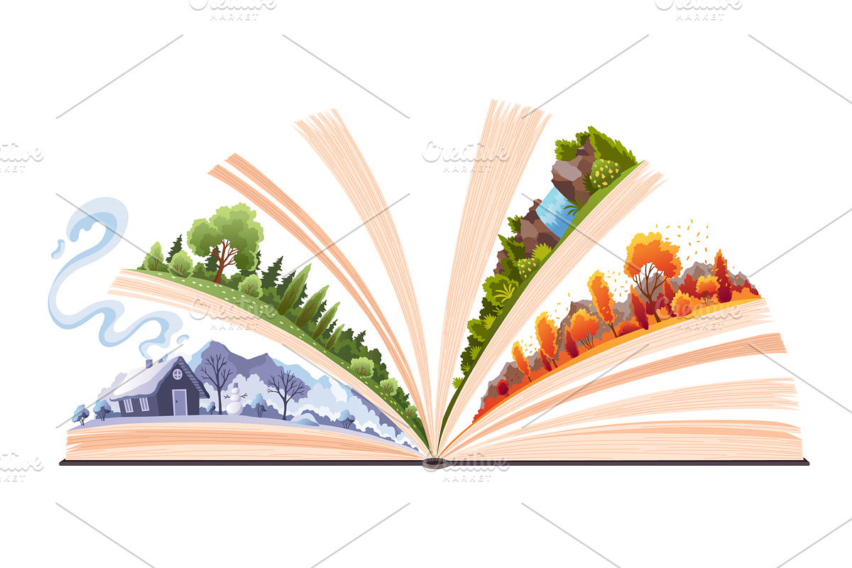 Book four seasons summer, winter, a Texture Illustration by the8monkey