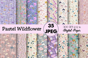 Pastel Wildflower Digital Paper, an Illustration by Daily.Designs