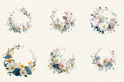 Watercolor Floral Vintage Wreath Set, an Illustration by DreamCafeArt (Thumbnail 2 of 6)
