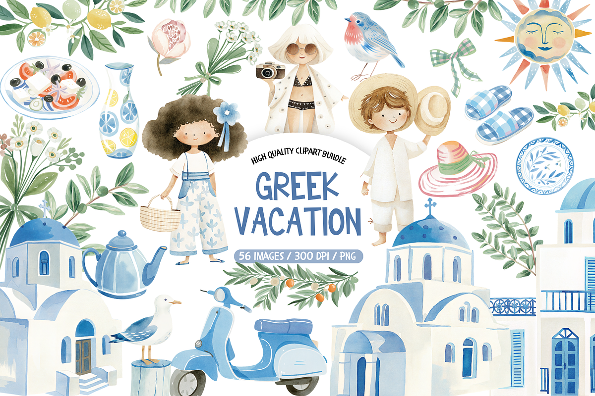 Greek Island Clipart Bundle, an Illustration by TatiMockup (Photo 1 of 7)