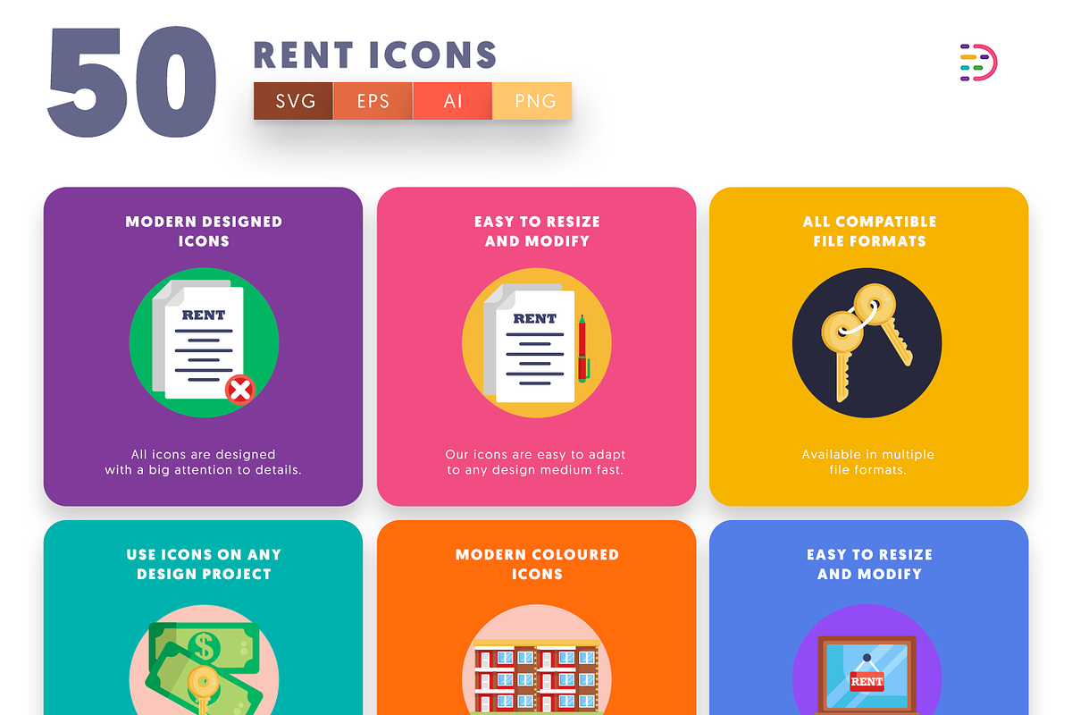 50 Rent Icons, an Outline Icon by Dighital (Photo 6 of 10)