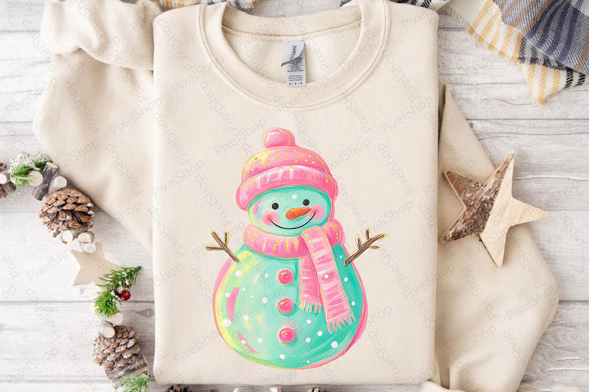 Cute Retro Christmas Snowman Design, an Illustration by DreamPrint404 (Photo 2 of 7)