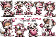 Valentines Whimsical Animals Clipart, an Illustration by Pixels.Craft (Thumbnail 1 of 5)