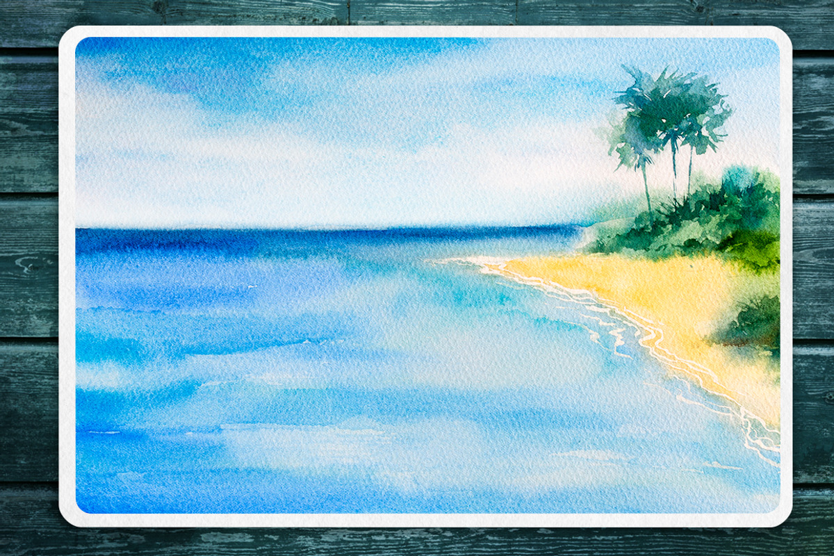 Seascapes 2. Watercolor set., an Illustration by AlexGreenArt (Photo 8 of 9)