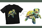 Baby turtle smile face watercolor, an Animal Illustration by SindyPrintDesign (Thumbnail 2 of 3)