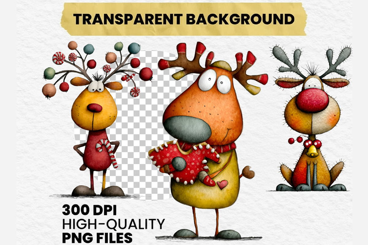 Whimsical Christmas Deer Clipart PNG, an Illustration by Dream Creation (Photo 8 of 8)